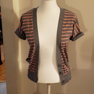 American Eagle Outfitters Striped Short Sleeve Cardigan
